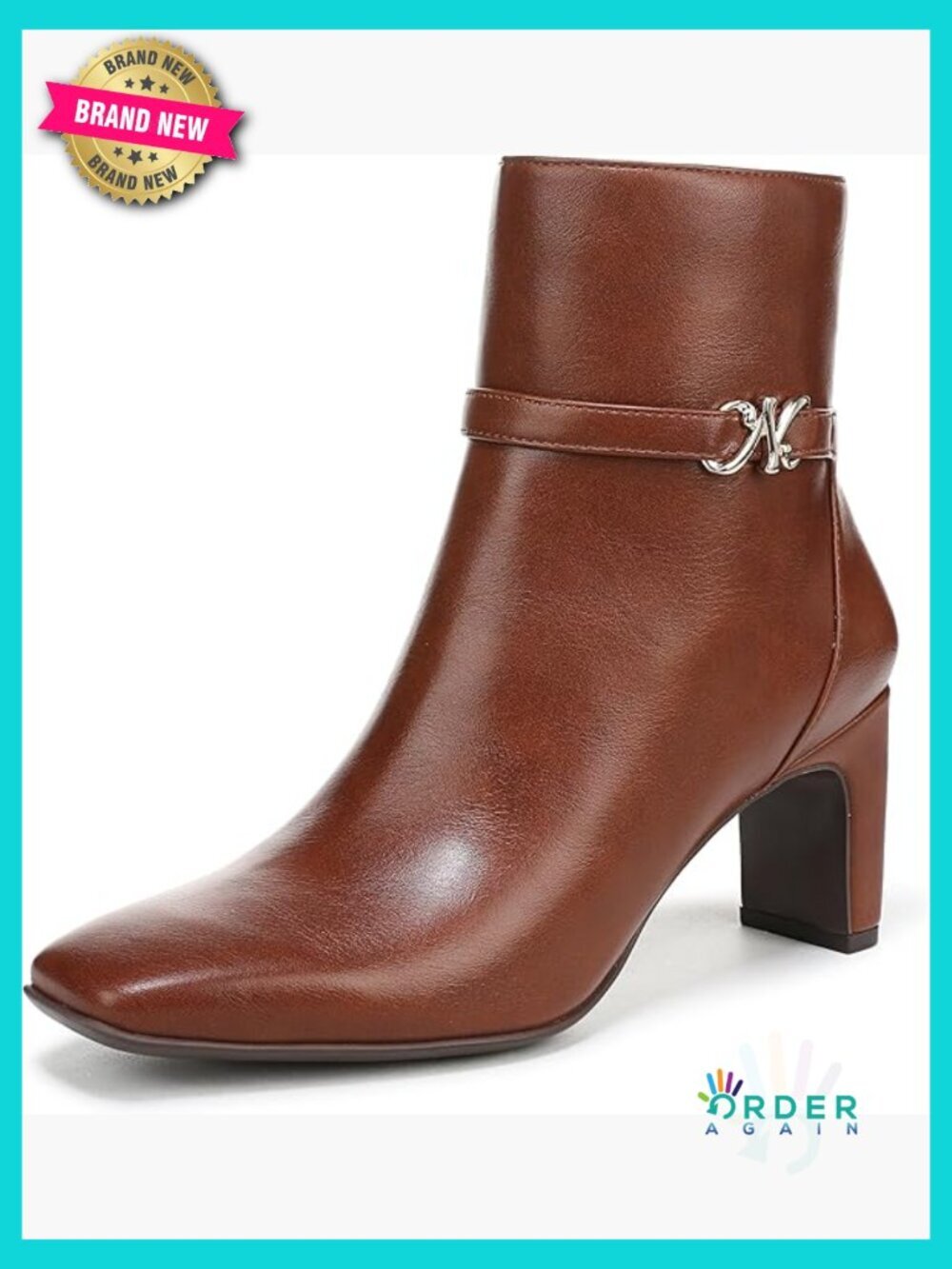 Ankle Bootie with Zip Closure and Square Toe Block Heel Fall Fashion